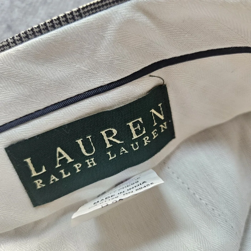 Lauren Ralph Lauren Pants Mens 33x30 Gray Plaid Dress Pants Classic Pleated